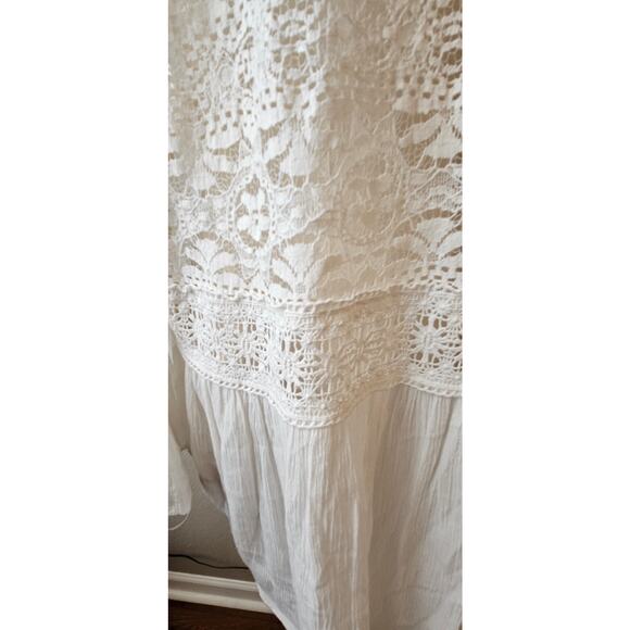 Chico's Size 3 V-Neck Lightweight Floral Lace-Sleeve Tunic‎ Top Women XL White - Picture 5 of 7